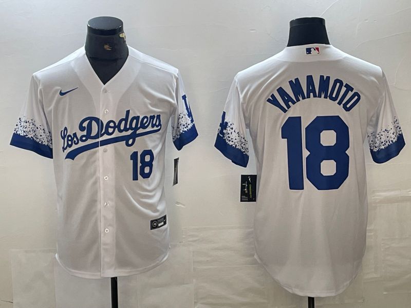 Men 2025 Los Angeles Dodgers #18 Yamamoto White City edition Nike MLB Jersey style 6236->los angeles dodgers->MLB Jersey